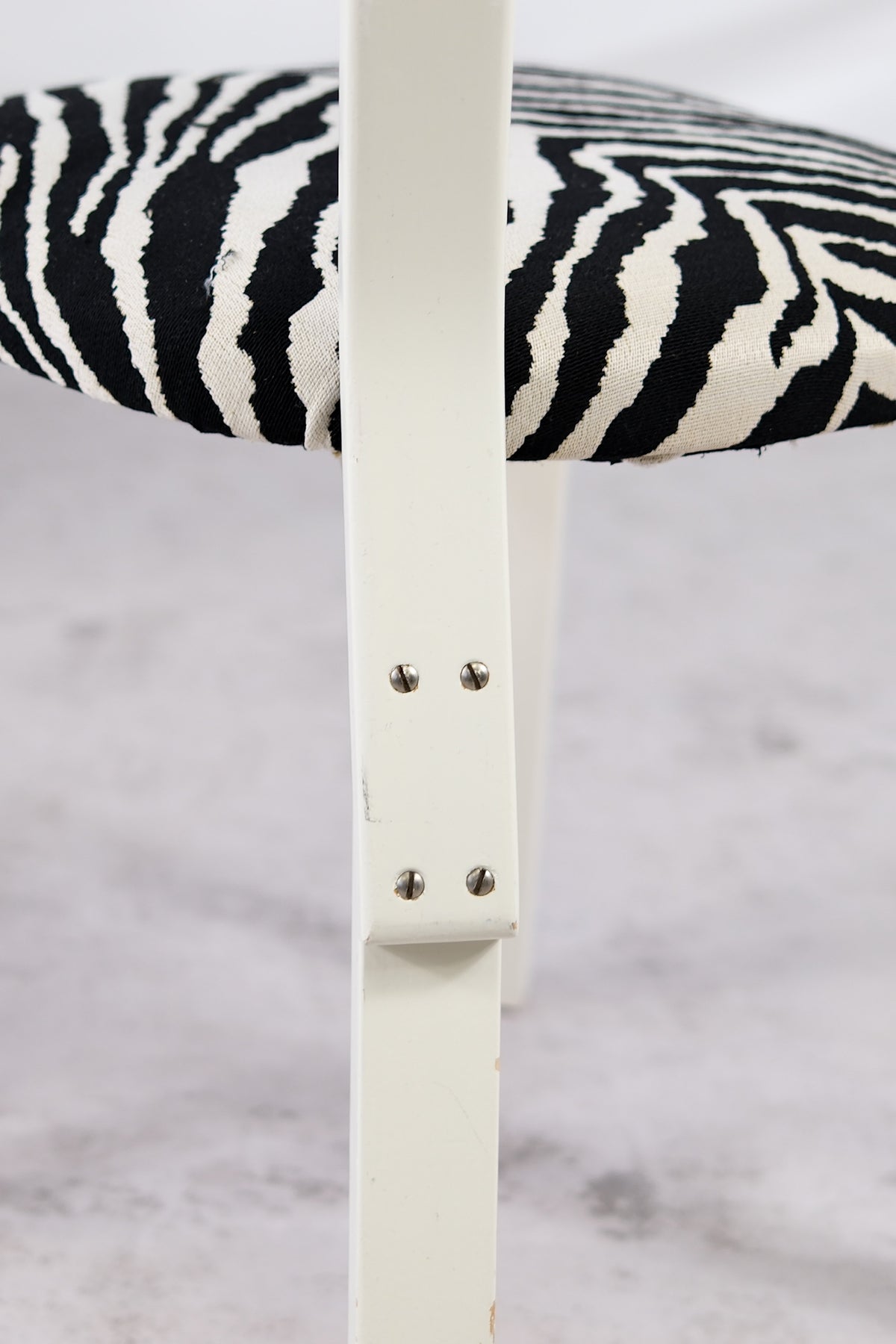 Artek 69 Chairs White Frame with Zebra Upholstery