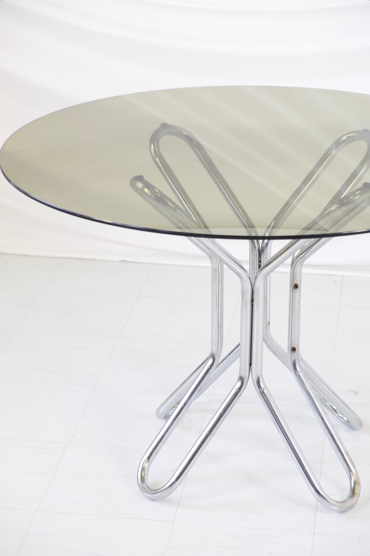 Vintage Chrome and Glass Dining Table