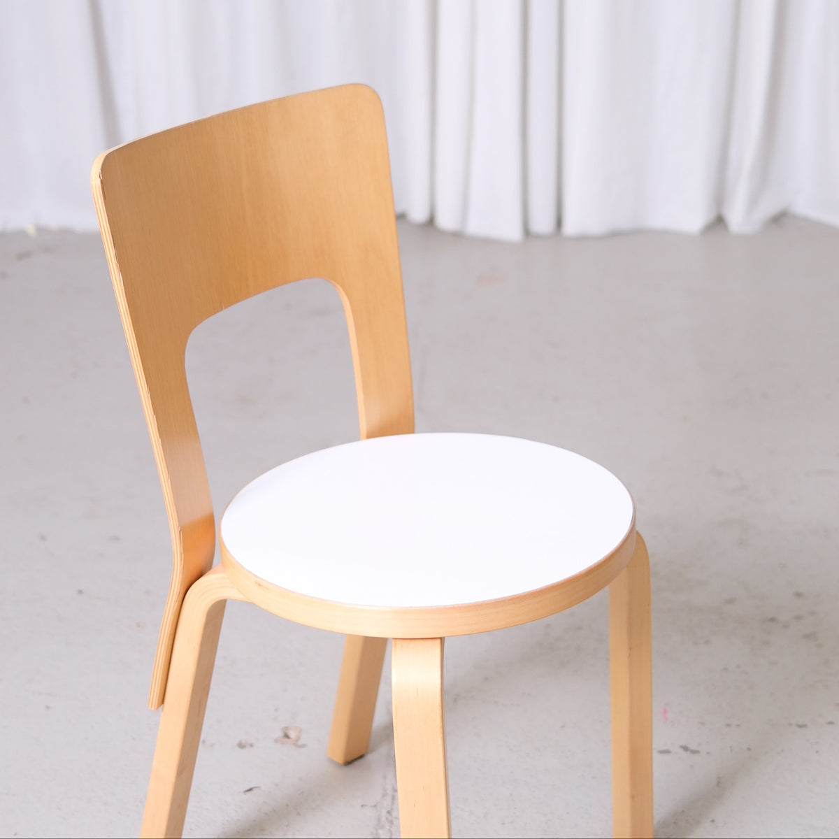 Alvar Aalto Artek 66 Chairs with White Laminate Seats