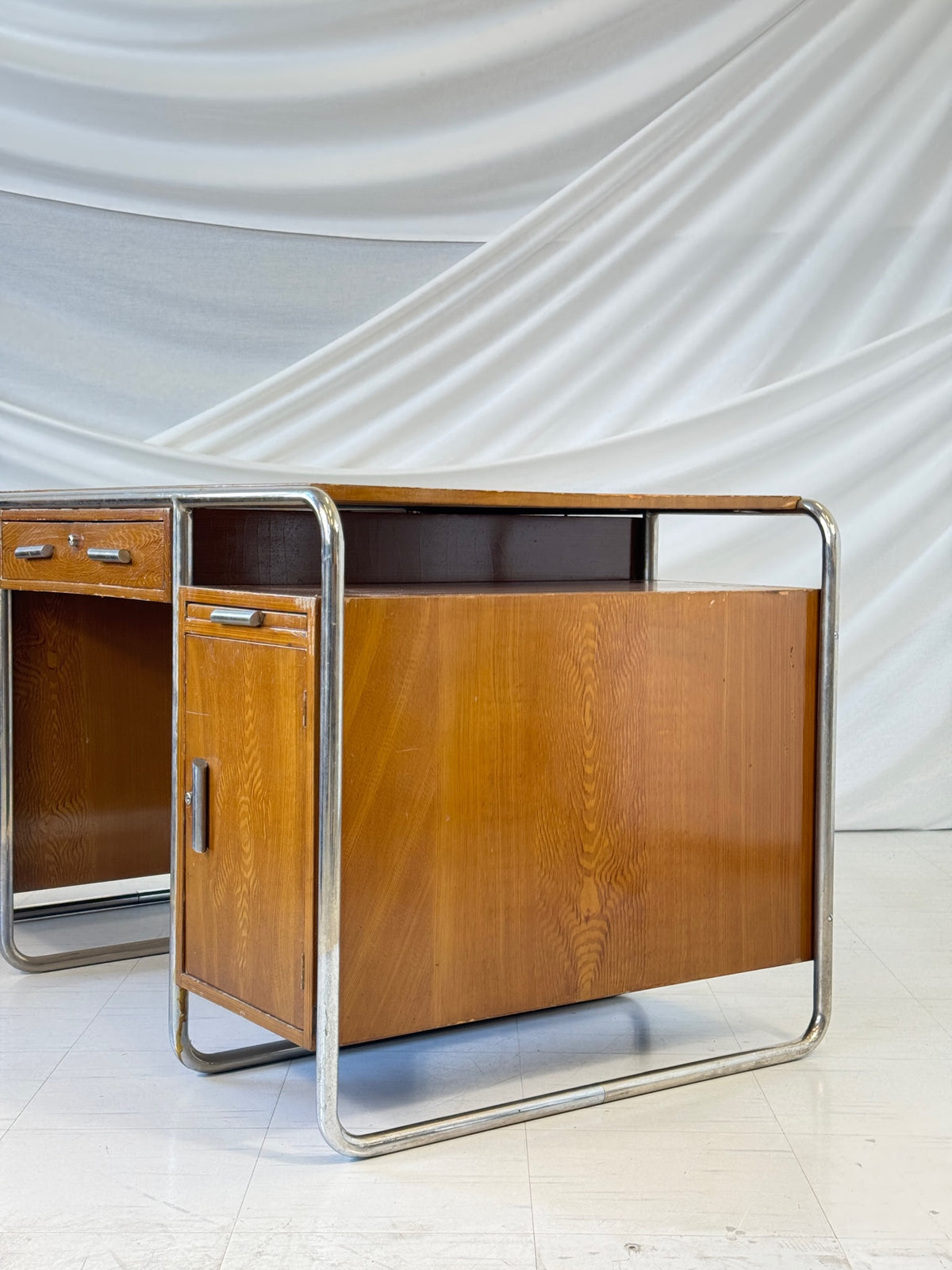 German Tubular Steel Desk – 1930s Bauhaus Era Industrial Design