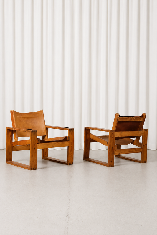 Vintage Pine Safari Chairs 1970s (2pcs)