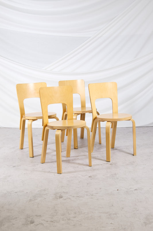 Alvar Aalto Artek 66 -tuolit, 4 kpl