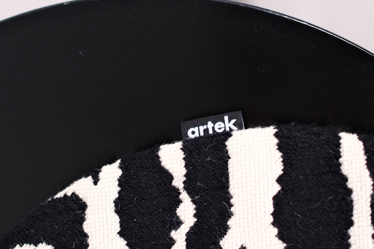 Artek E60 Stools, Black with Zebra Cushions
