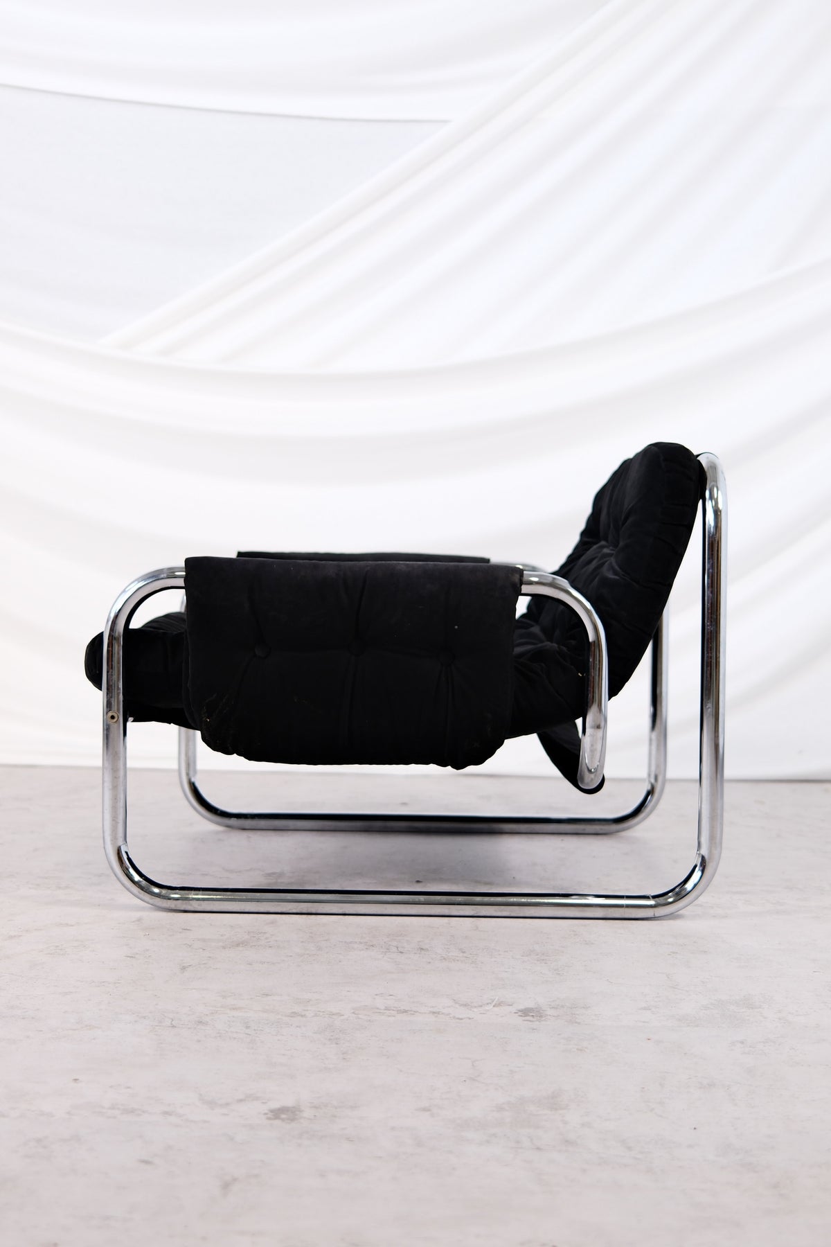 IKEA Borkum Armchair, Black Velvet, Johan Bertil Häggström, 1970s