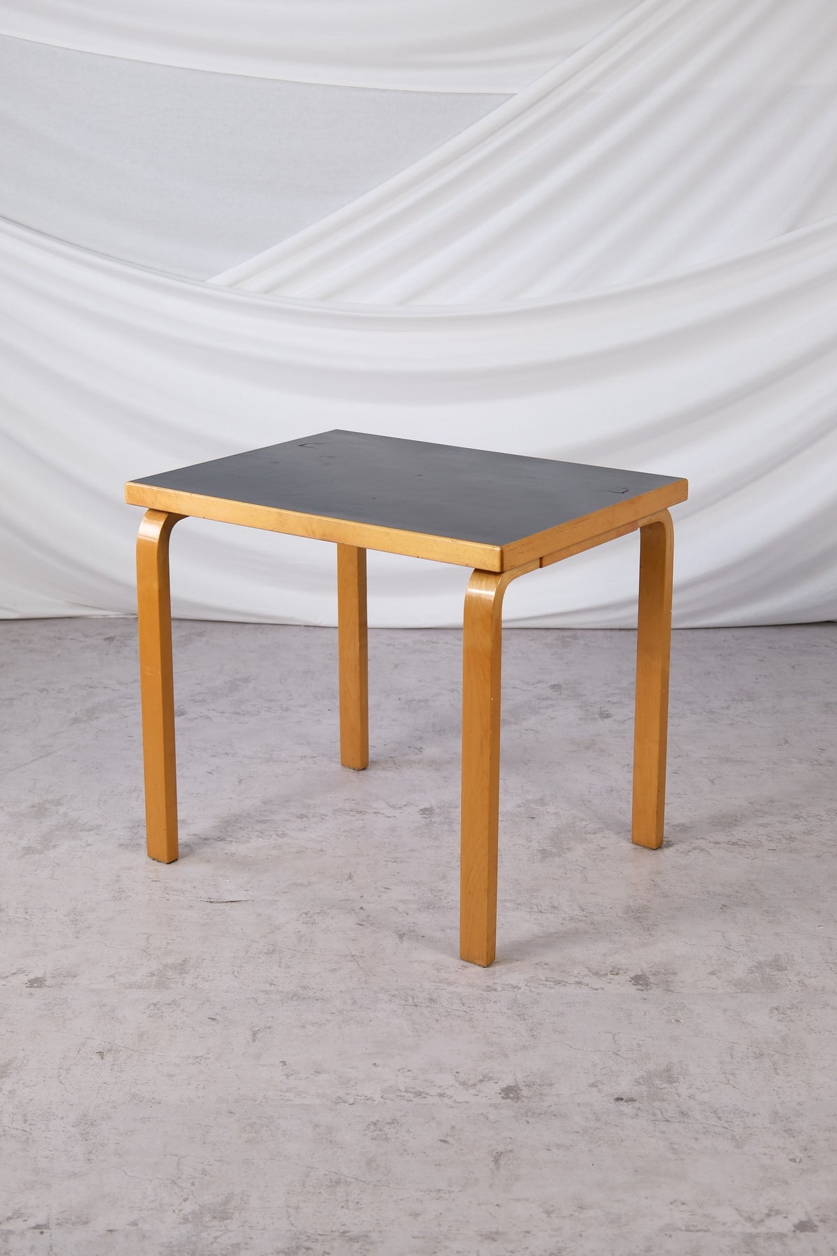 Alvar Aalto Table with Black Linoleum Top, 1950s
