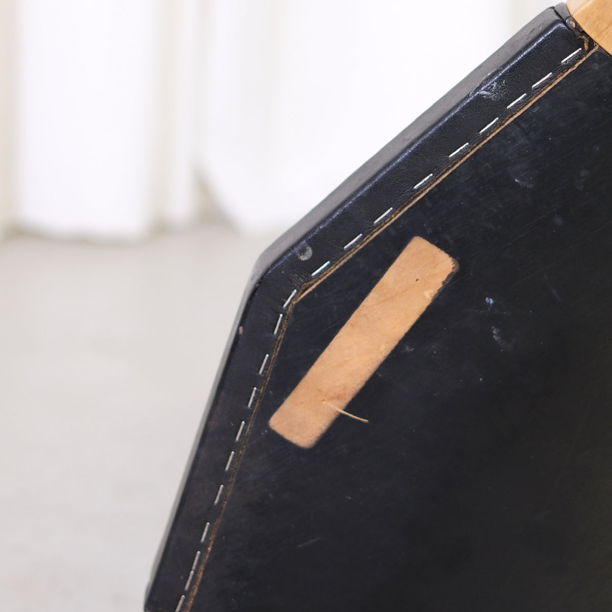 Artek X602 Stool with Black Leather by Alvar Aalto