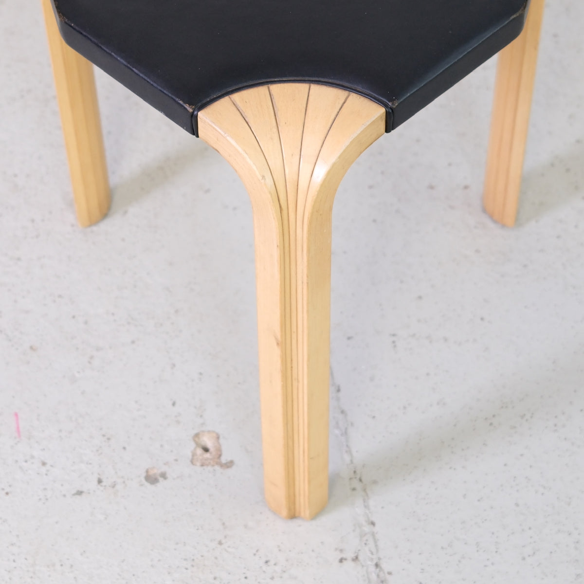 Artek X602 Stool with Black Leather by Alvar Aalto