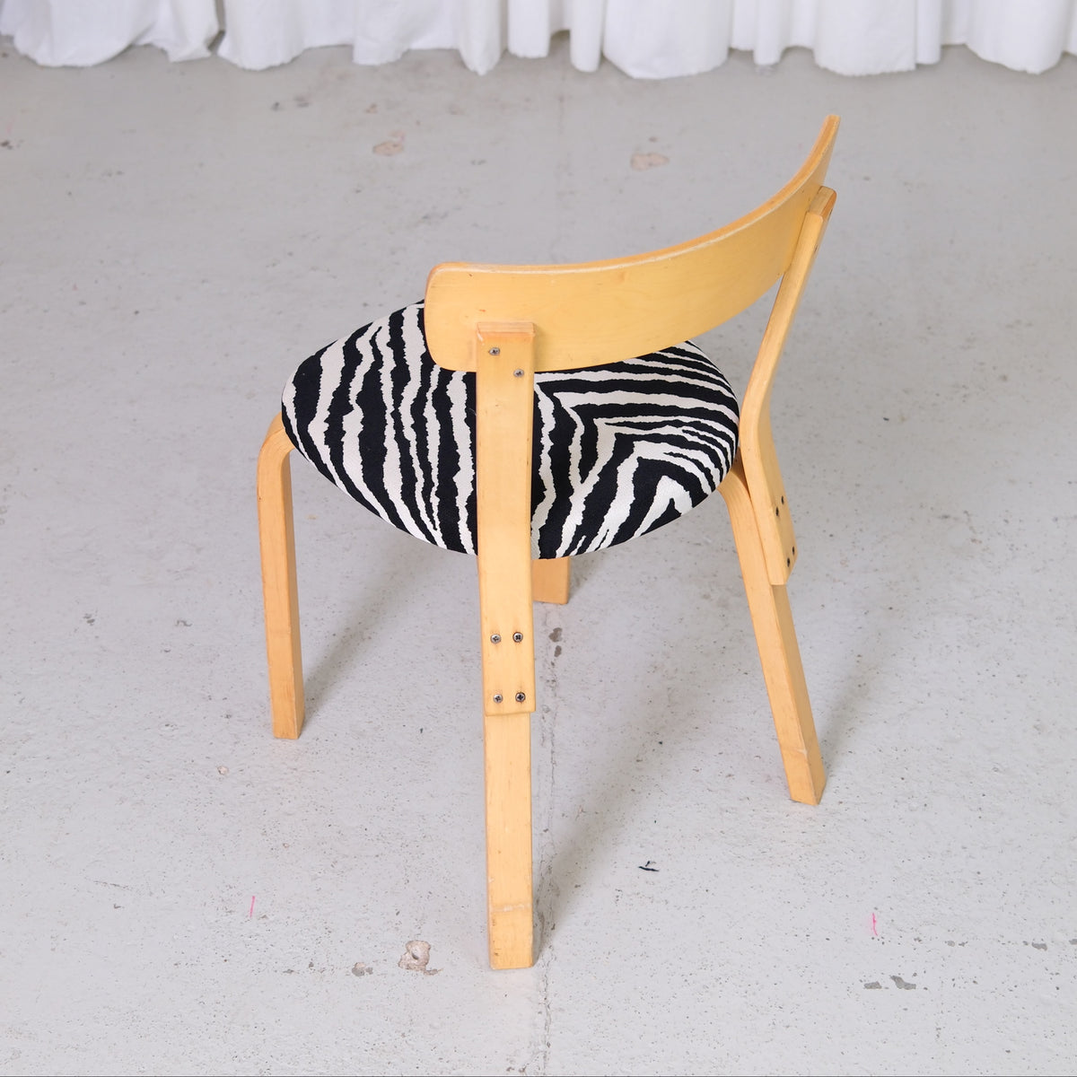 Artek Chair 69 with Zebra Upholstery by Alvar Aalto