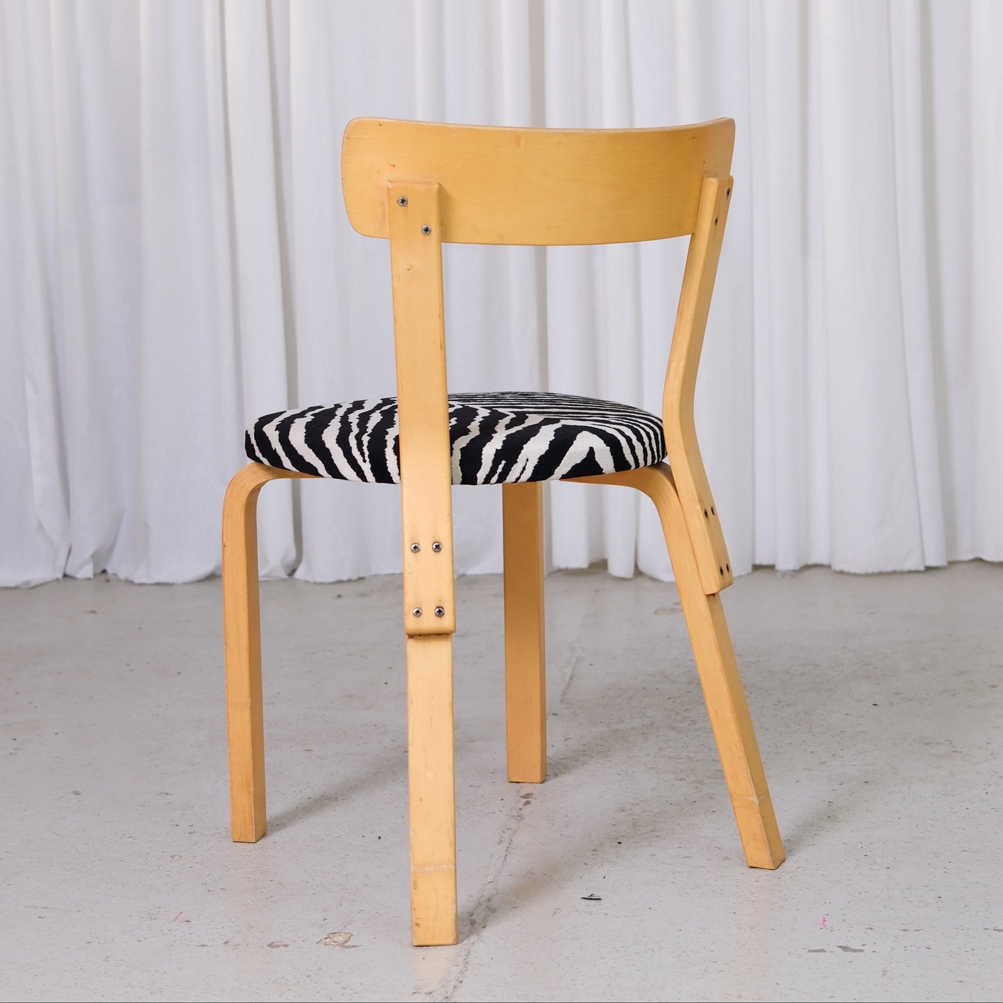 Artek Chair 69 with Zebra Upholstery by Alvar Aalto