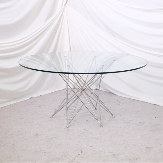 Vintage Bonaldo -pyöreä ruokapöytä, lasikansi, 160 cm