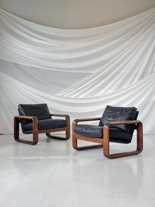 Rosenthal Hombre leather armchair set of 2 by Burkhard Voghterr