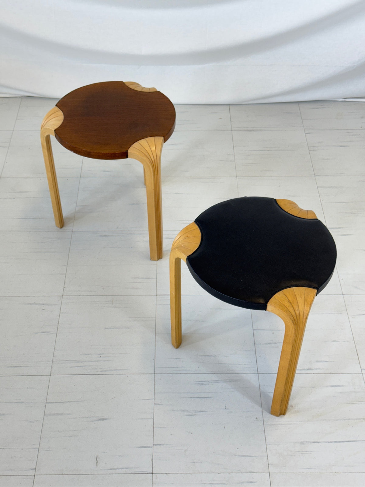 Artek "Fan Leg" Stools Pair