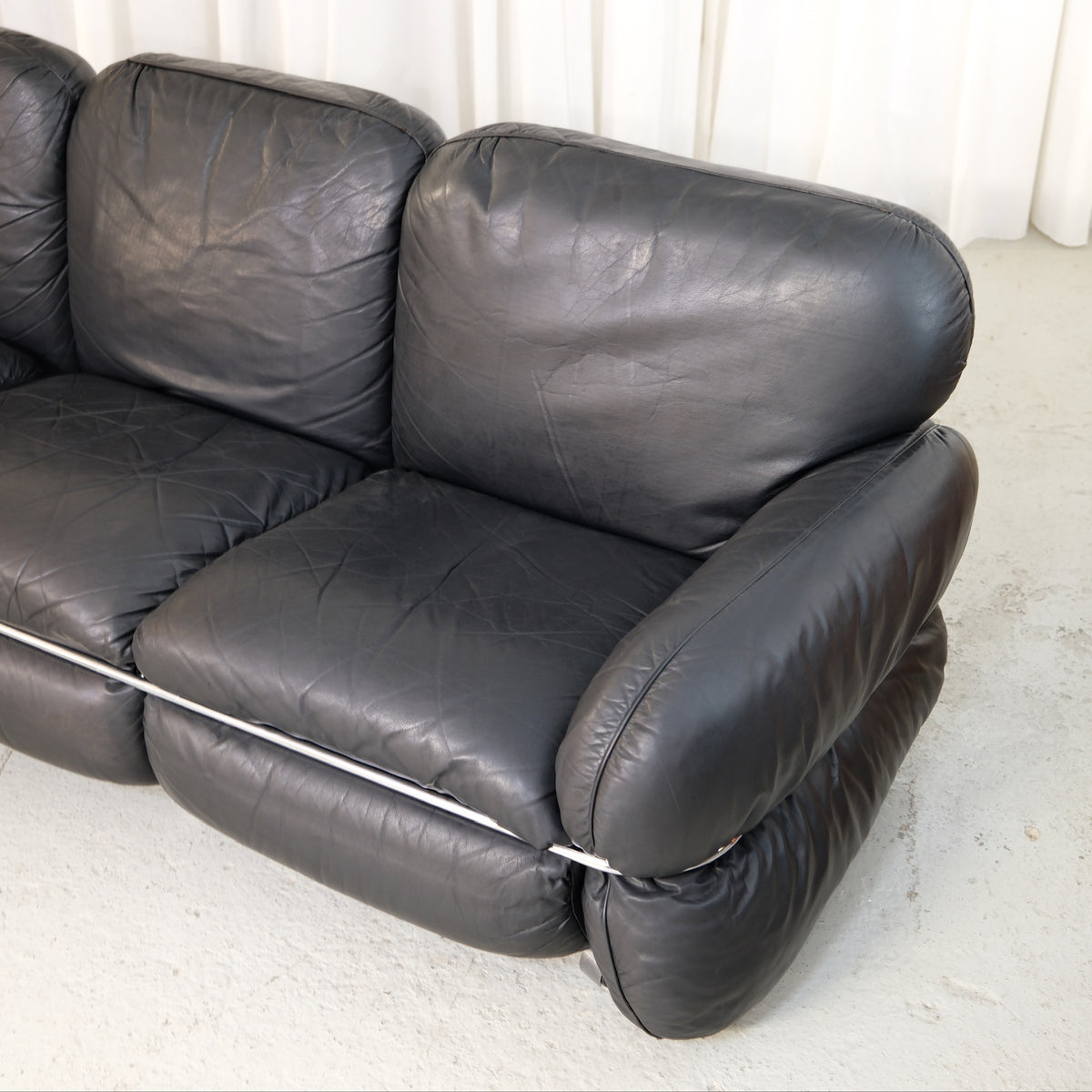 Isku Hannibal Sofa by Kurt Hvitsjö in Black Leather