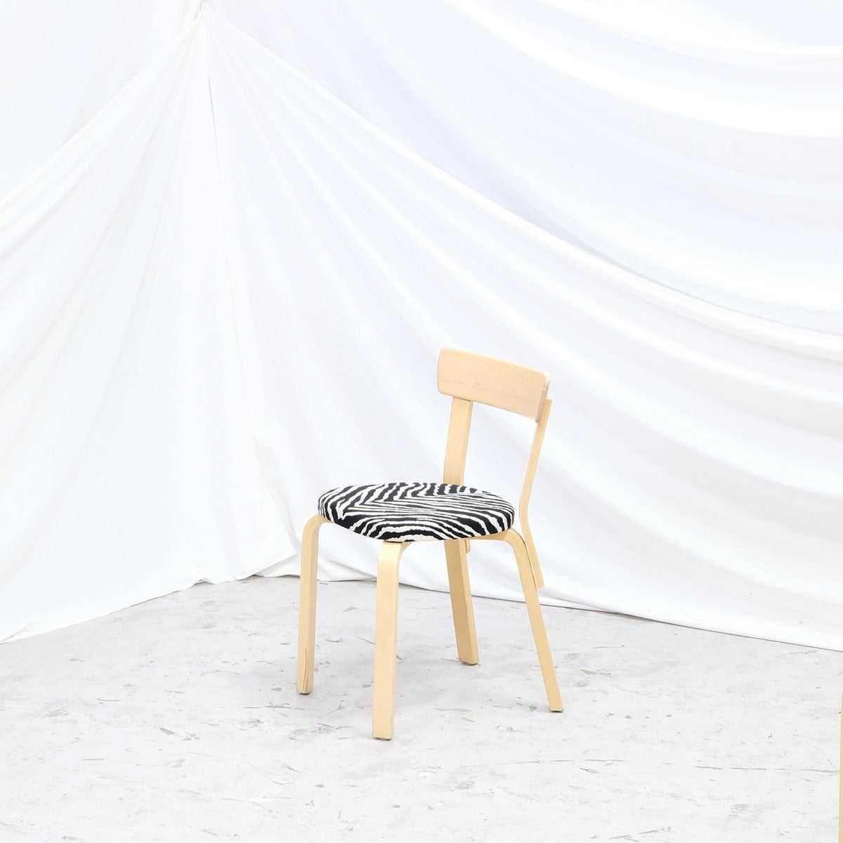 Alvar Aalto Chair 69 by Artek in Birch with Zebra Upholstery