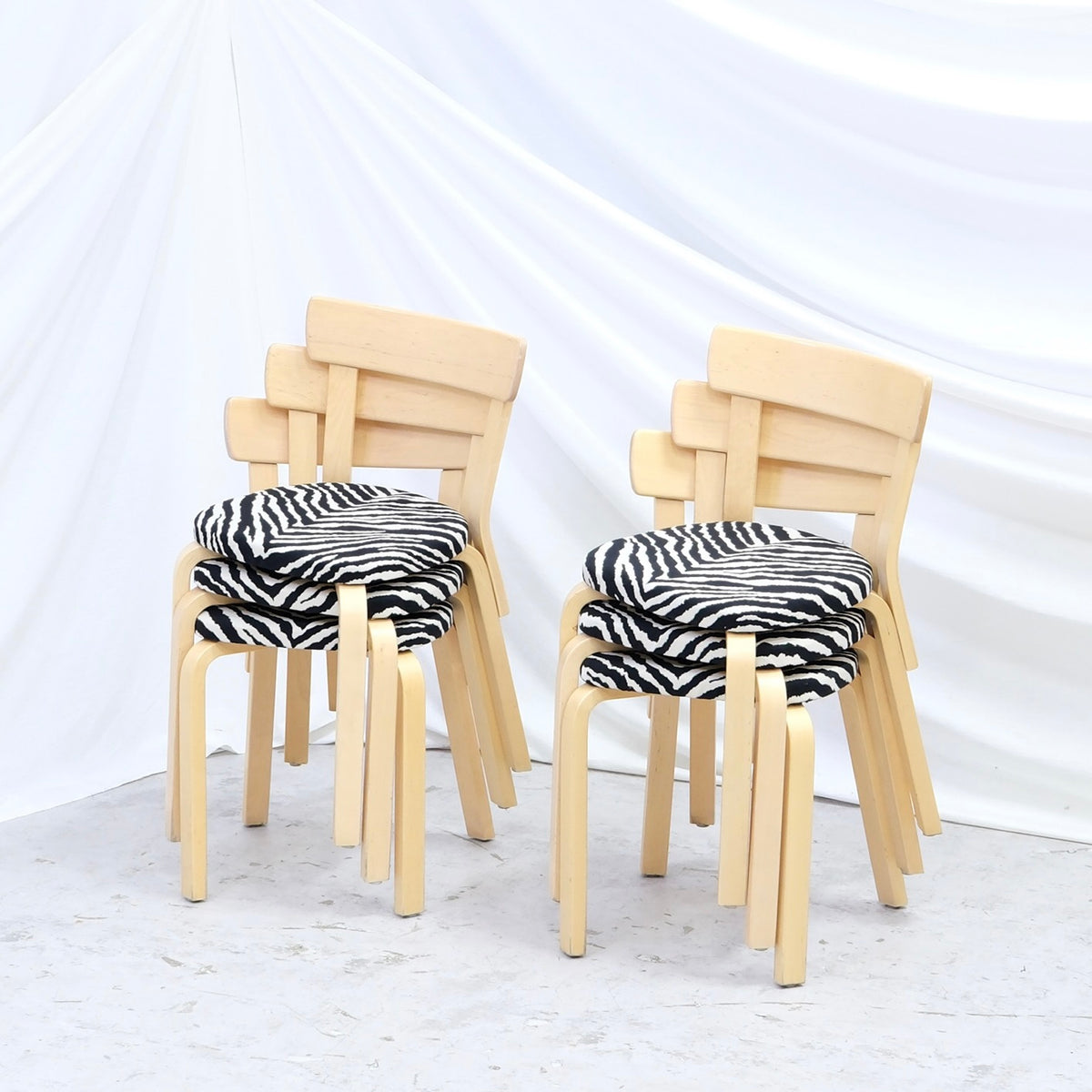 Alvar Aalto Chair 69 by Artek in Birch with Zebra Upholstery