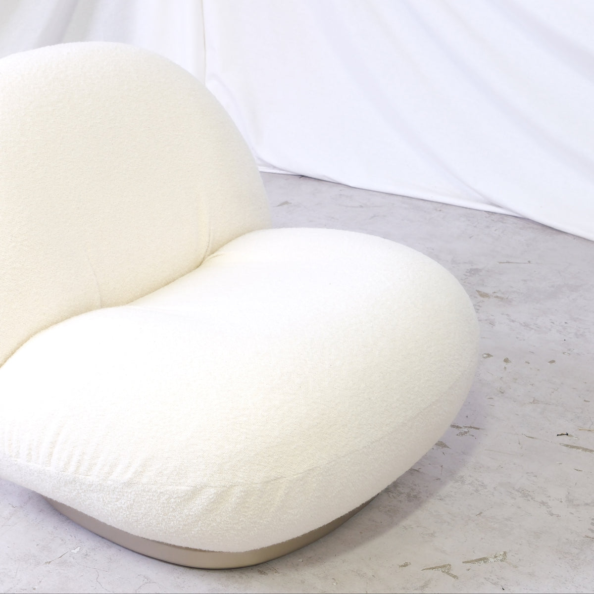 Gubi Pacha Lounge Chair by Pierre Paulin in Cream Bouclé