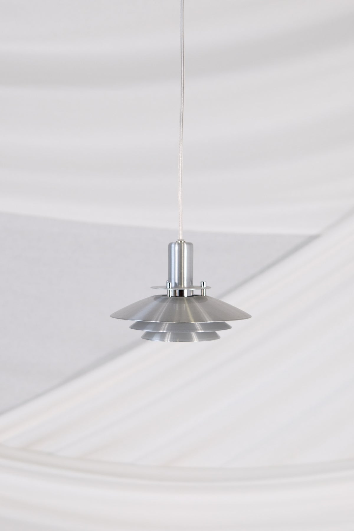 Small Vintage Danish Chrome Pendant Lamps 1970s