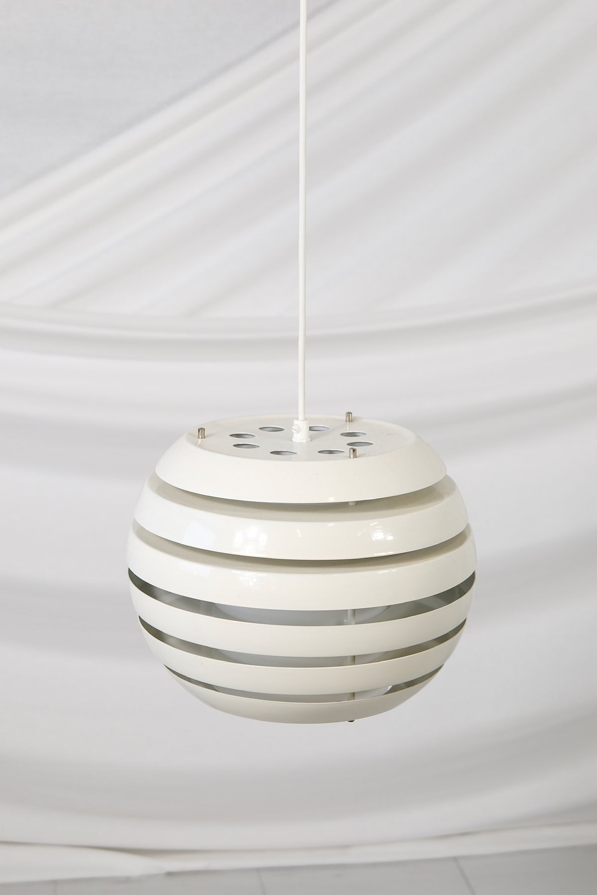 Vintage Danish Ceiling Lamp White Metal, 1970s