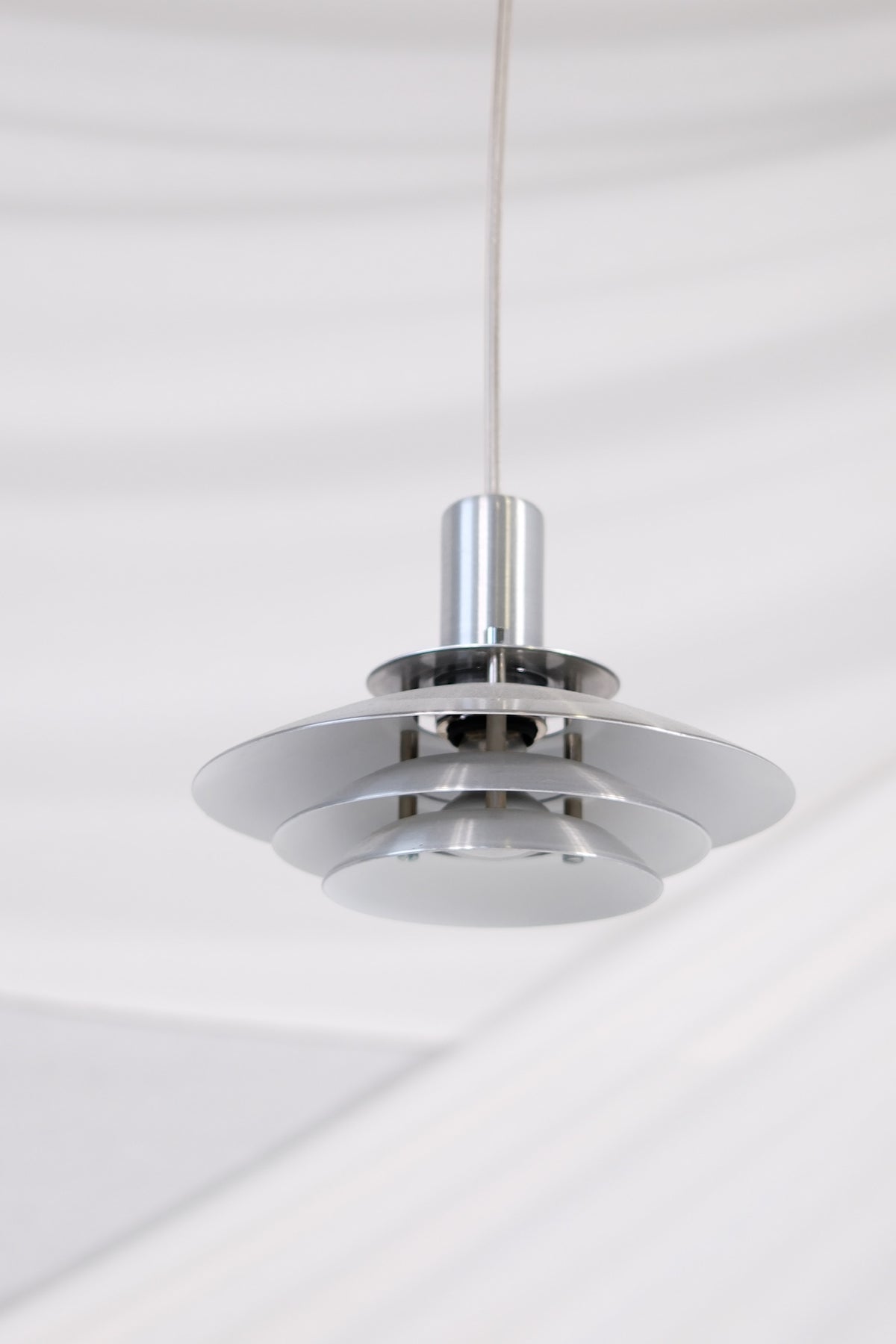 Small Vintage Danish Chrome Pendant Lamps 1970s