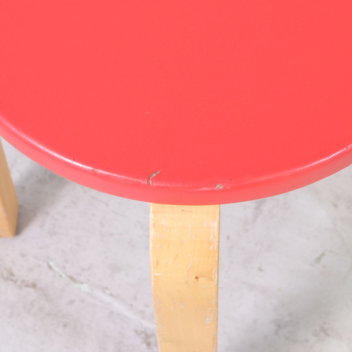 Alvar Aalto Stool E60 with Red Upholstery by Artek