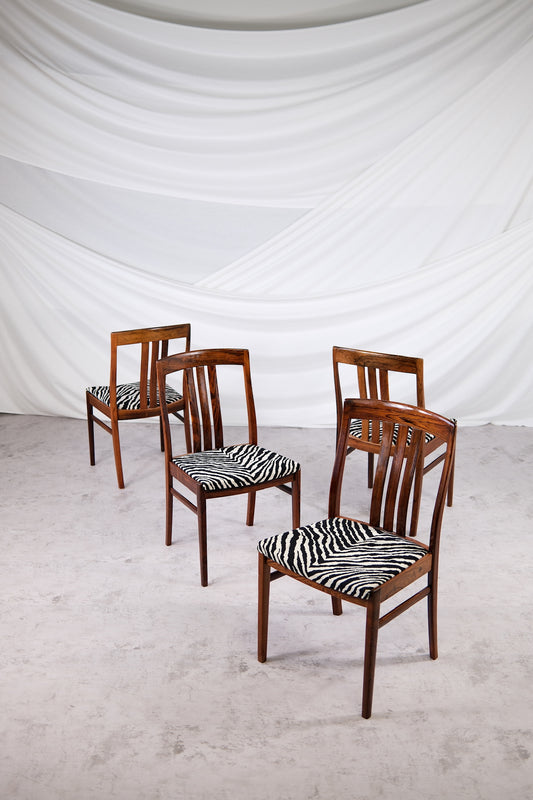 Vintage-palisanteriset ruokapöydän tuolit, Zebra-verhoilu