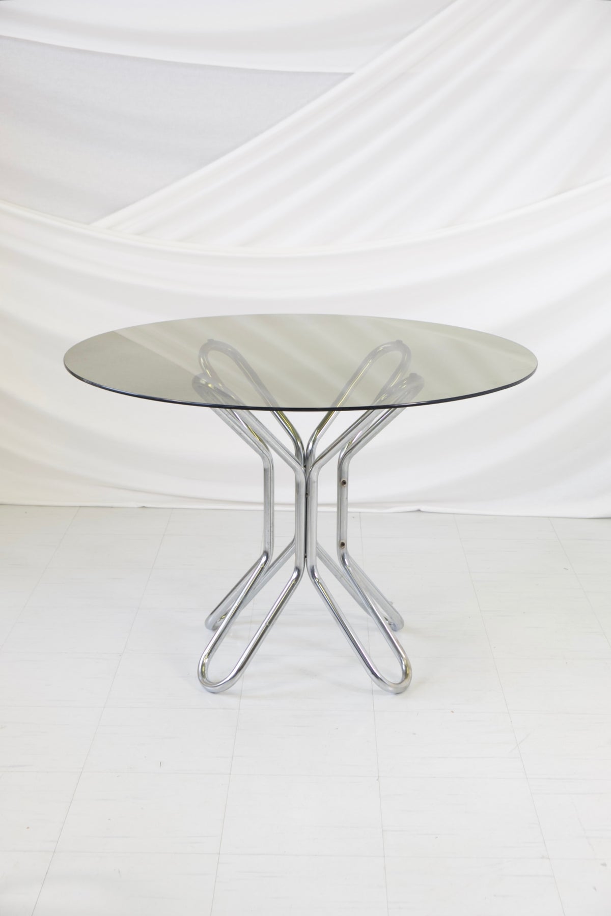 Vintage Chrome and Glass Dining Table