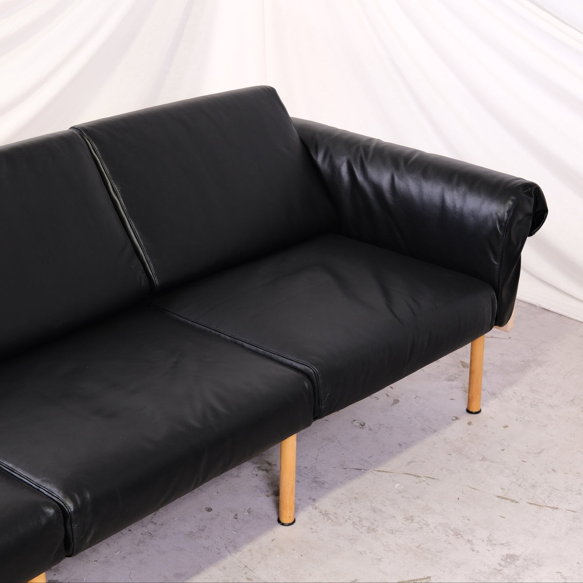 Yrjö Kukkapuro Ateljee 3-Seater Sofa for Avarte in Black Leather