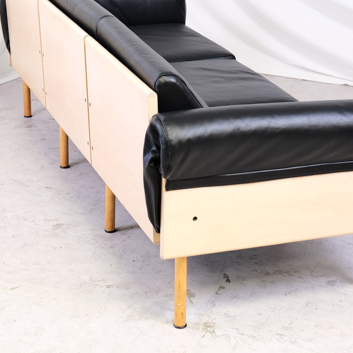 Yrjö Kukkapuro Ateljee 3-Seater Sofa for Avarte in Black Leather