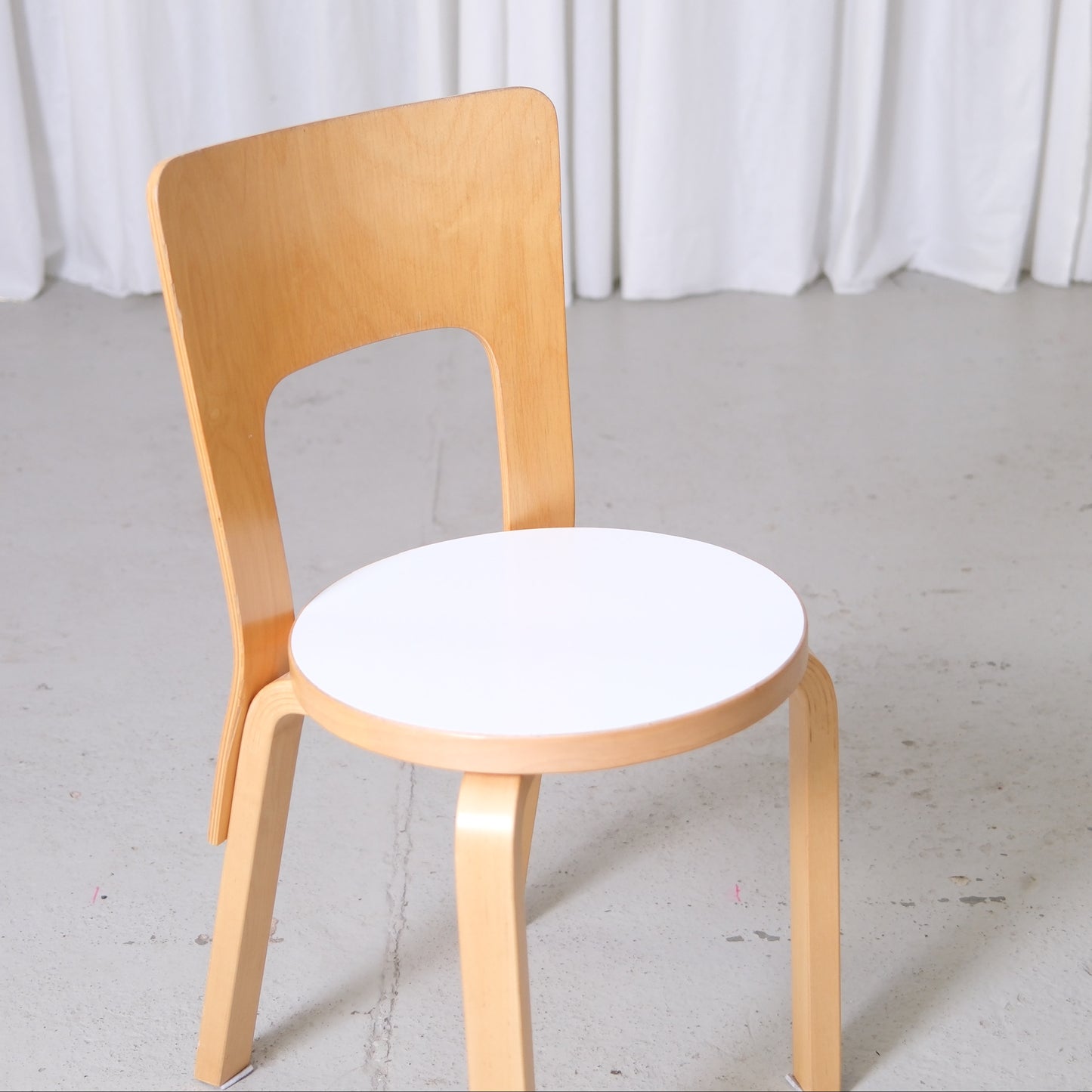 Alvar Aalto Artek 66 Chairs with White Laminate Seats