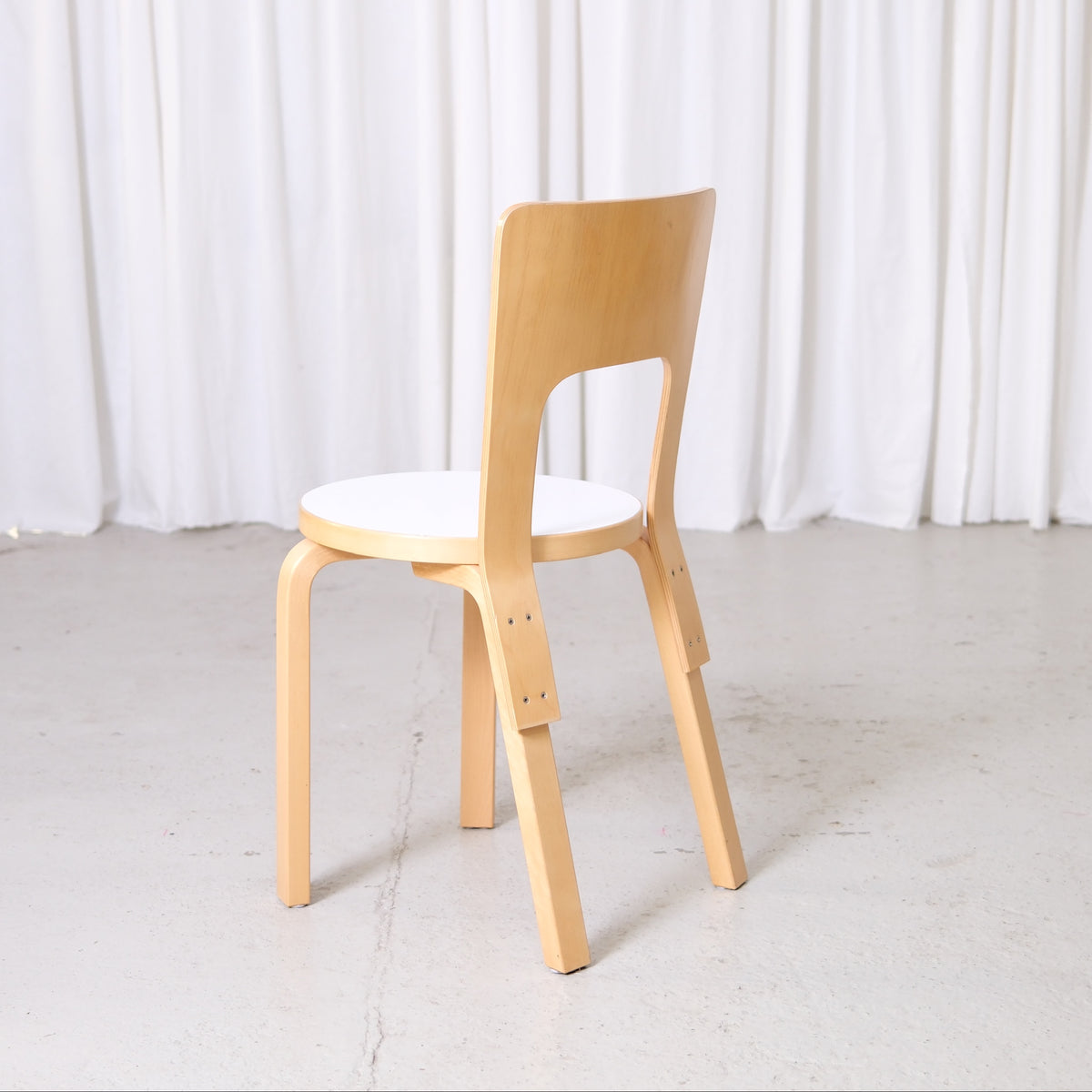 Alvar Aalto Artek 66 Chairs with White Laminate Seats