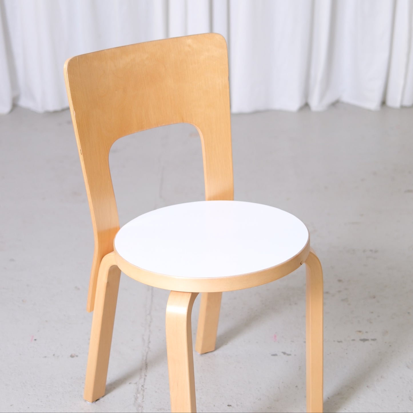 Alvar Aalto Artek 66 Chairs with White Laminate Seats