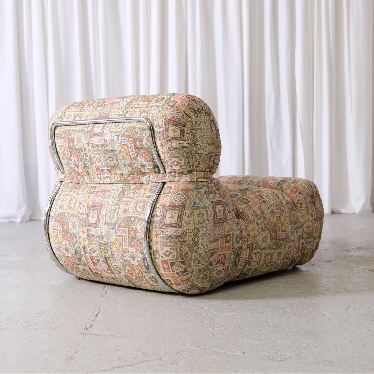 Italian Modular Lounge Chair in Patterned Fabric