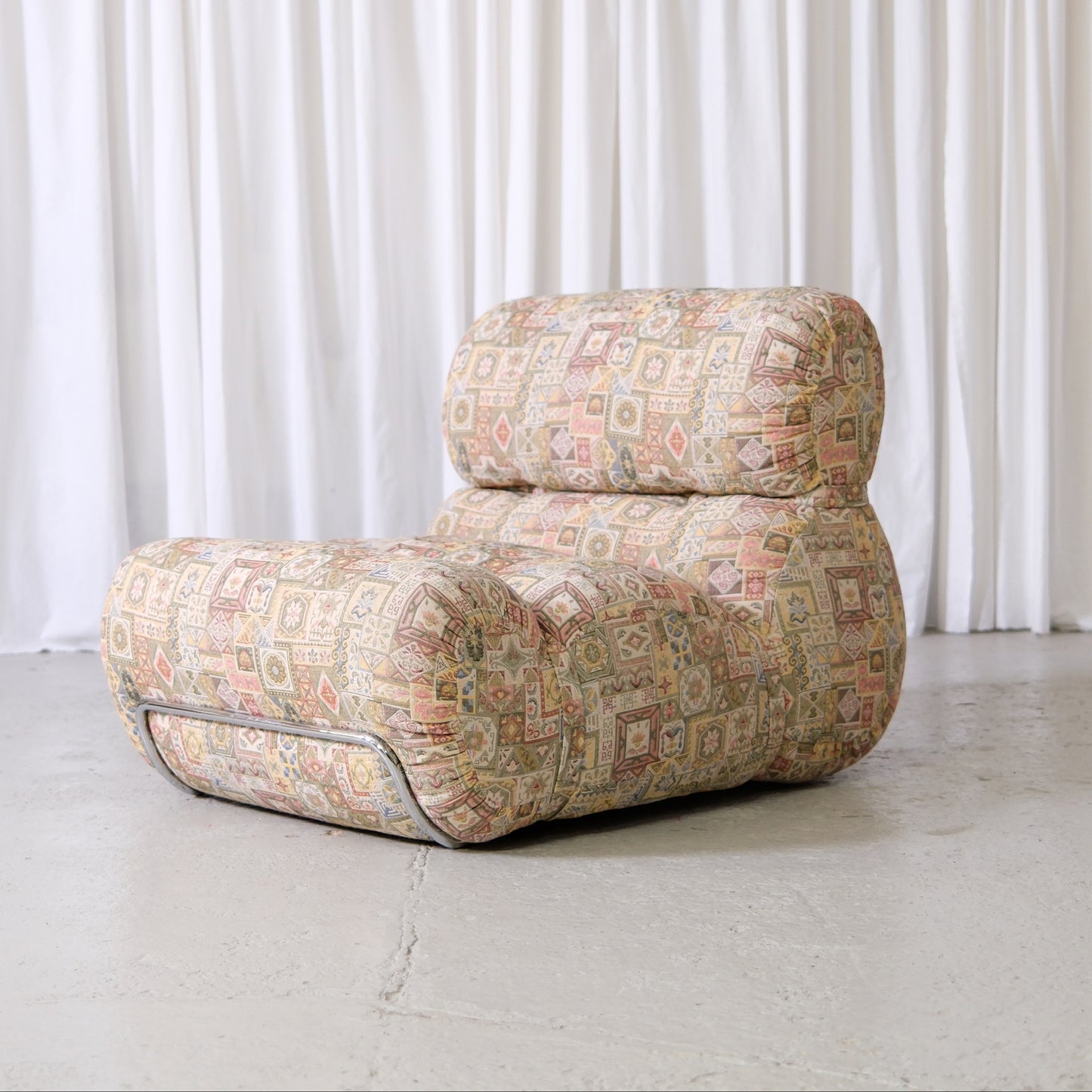 Italian Modular Lounge Chair in Patterned Fabric