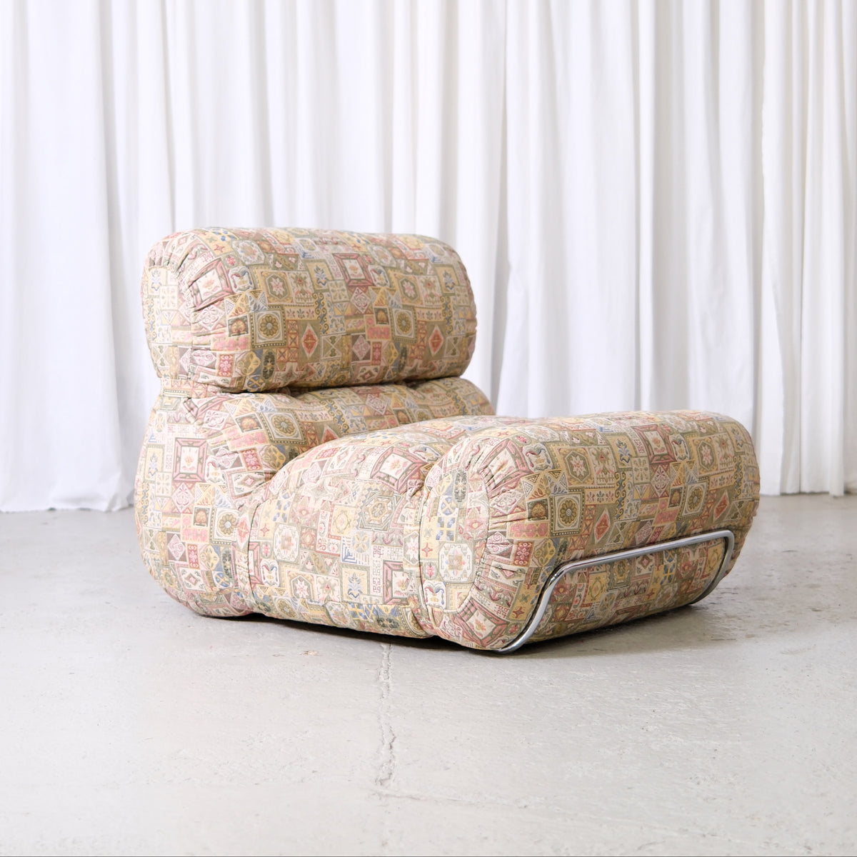 Italian Modular Lounge Chair in Patterned Fabric