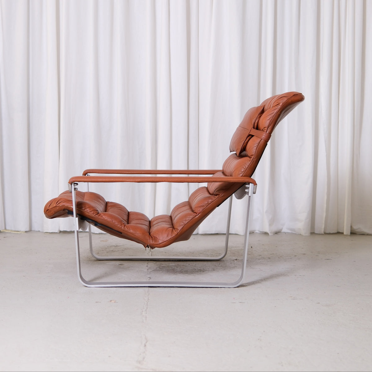 Ilmari Lappalainen Pulkka Lounge Chair in Brown Leather - Asko 1970s