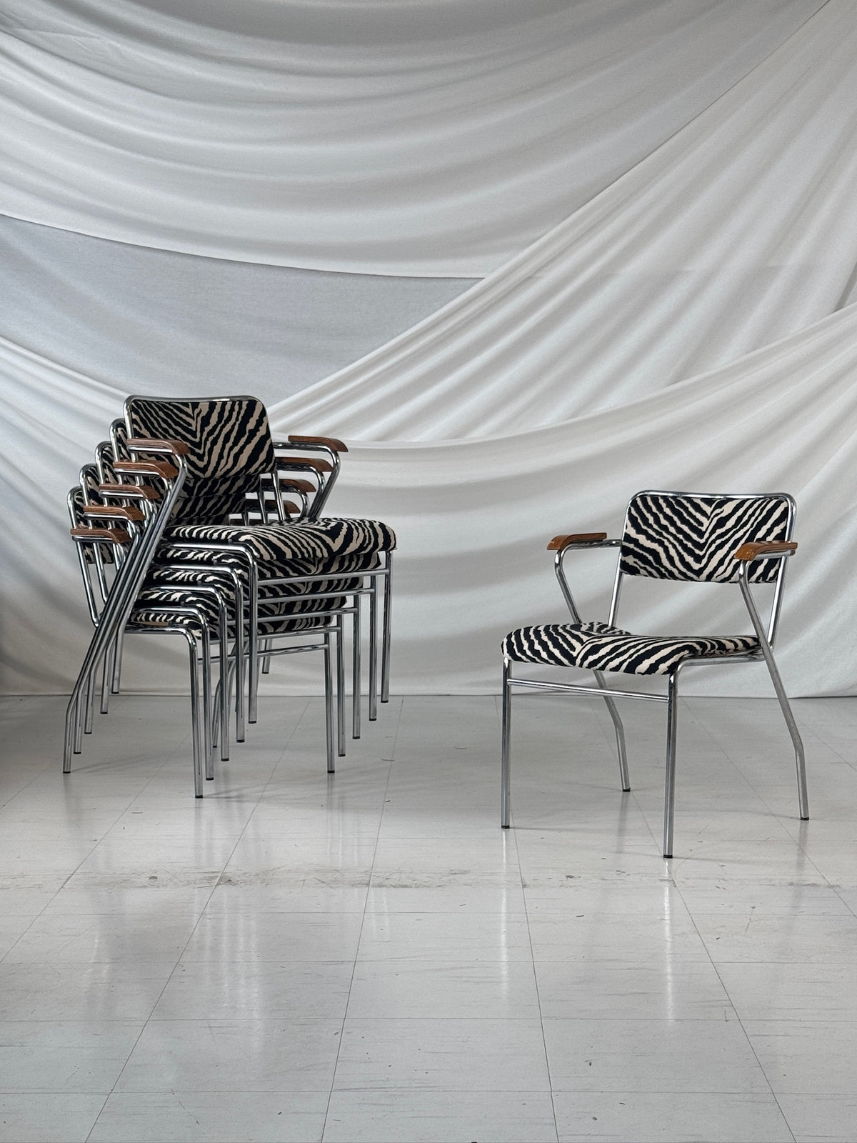 Vintage Tubular Steel Chairs with Zebra Upholstery