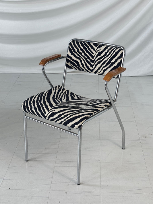 Vintage-teräsputkituolit, Zebra-verhoilu, 10 kpl