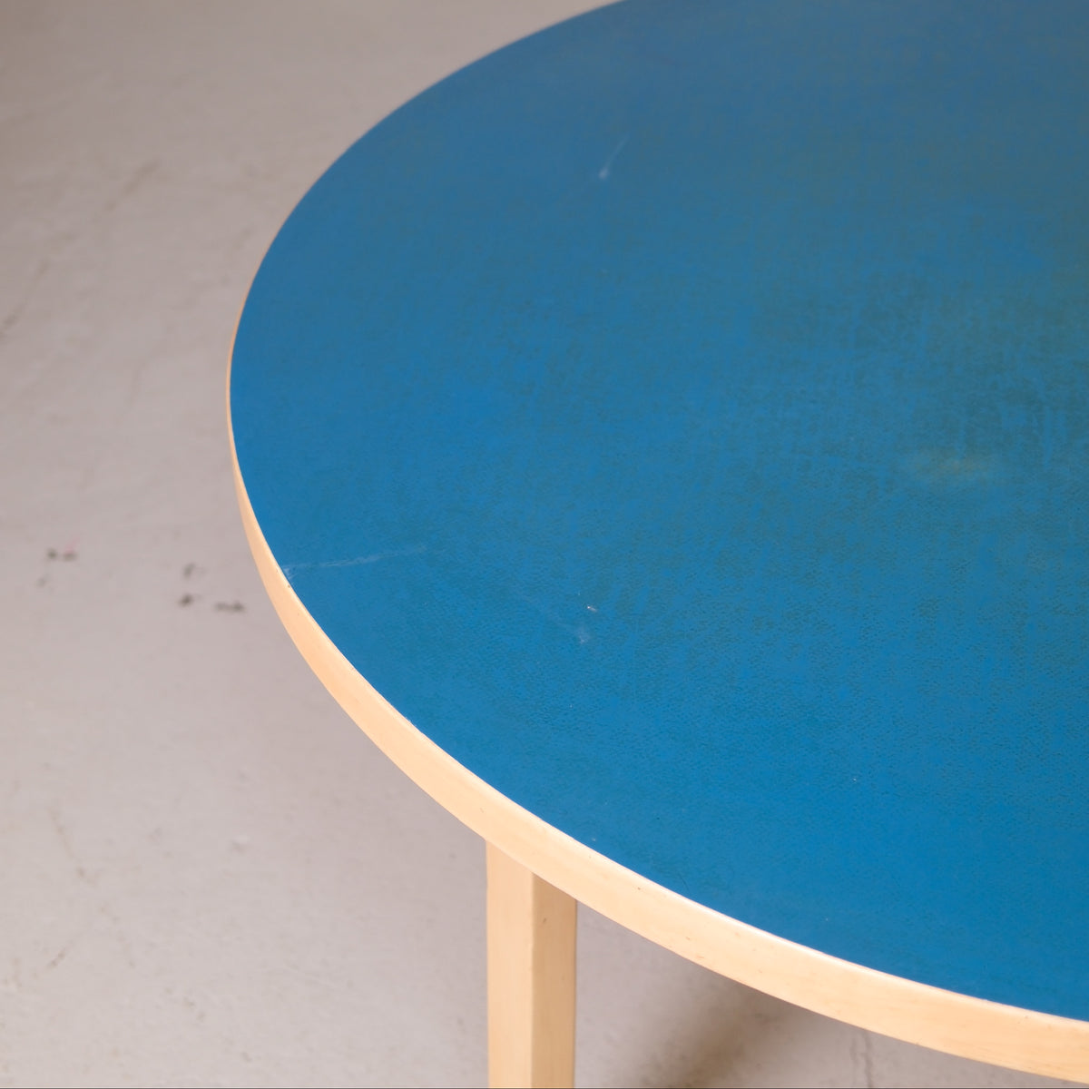 Artek Table 91 with Blue Linoleum Top by Alvar Aalto