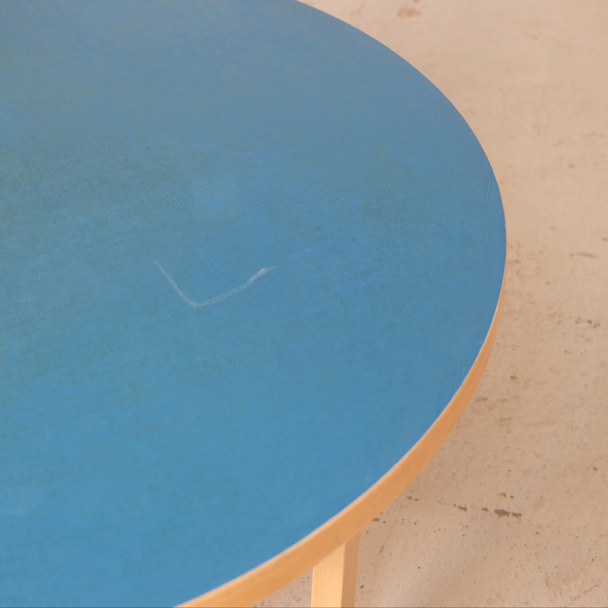Artek Table 91 with Blue Linoleum Top by Alvar Aalto
