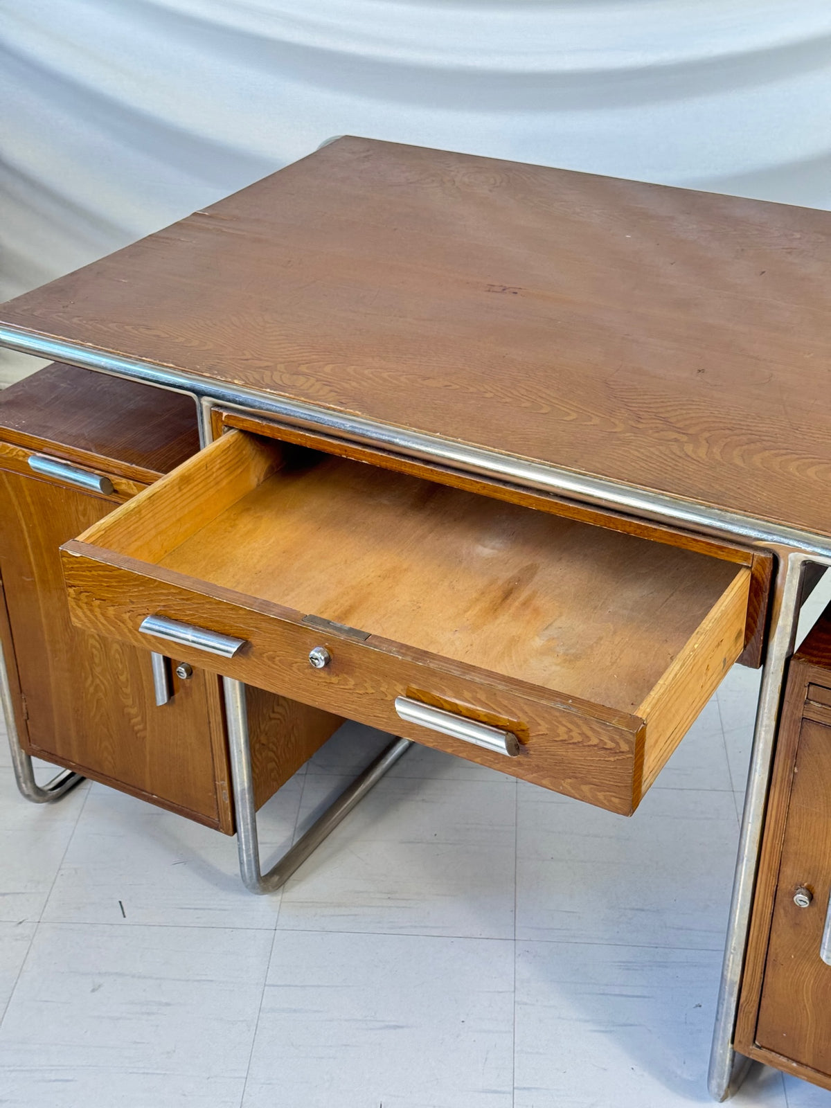 German Tubular Steel Desk – 1930s Bauhaus Era Industrial Design