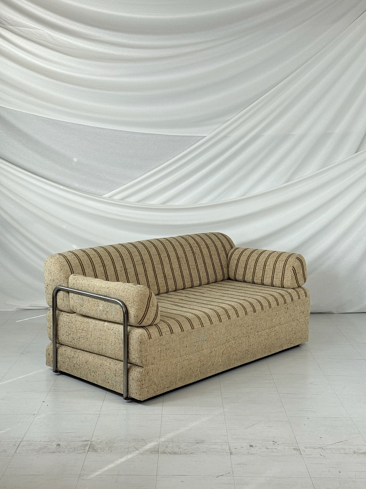 Vintage Italian Sofa Bed with Tubular Steel Frame, 1970s