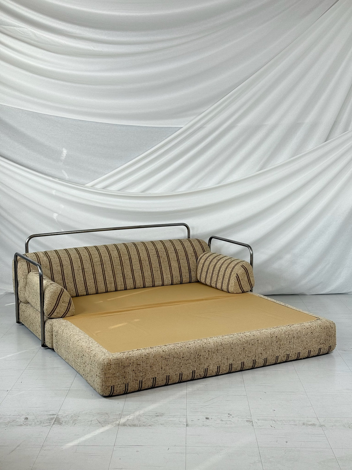 Vintage Italian Sofa Bed with Tubular Steel Frame, 1970s