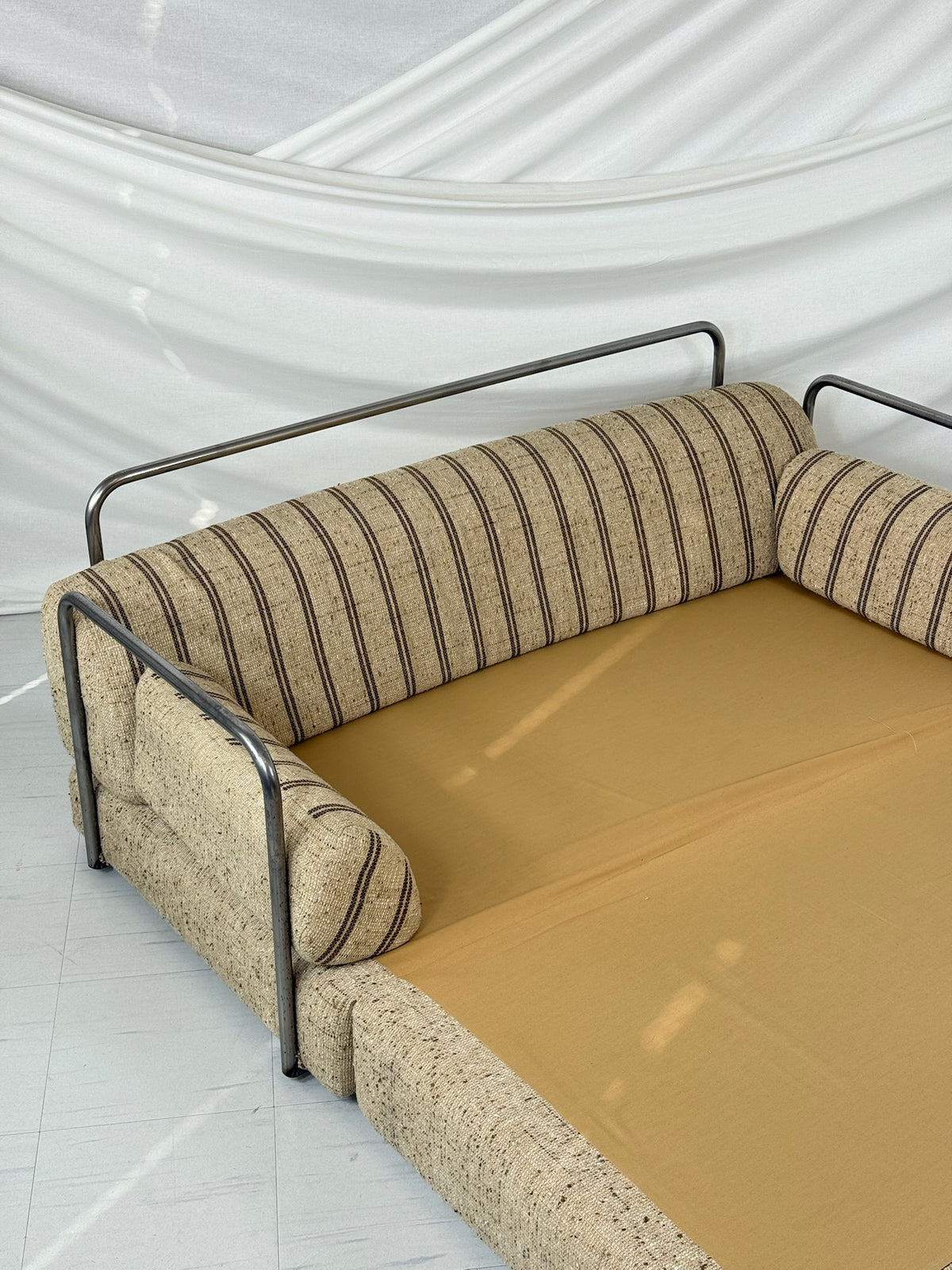 Vintage Italian Sofa Bed with Tubular Steel Frame, 1970s