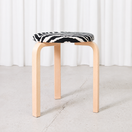 Artek Stool 60 with Zebra Upholstery