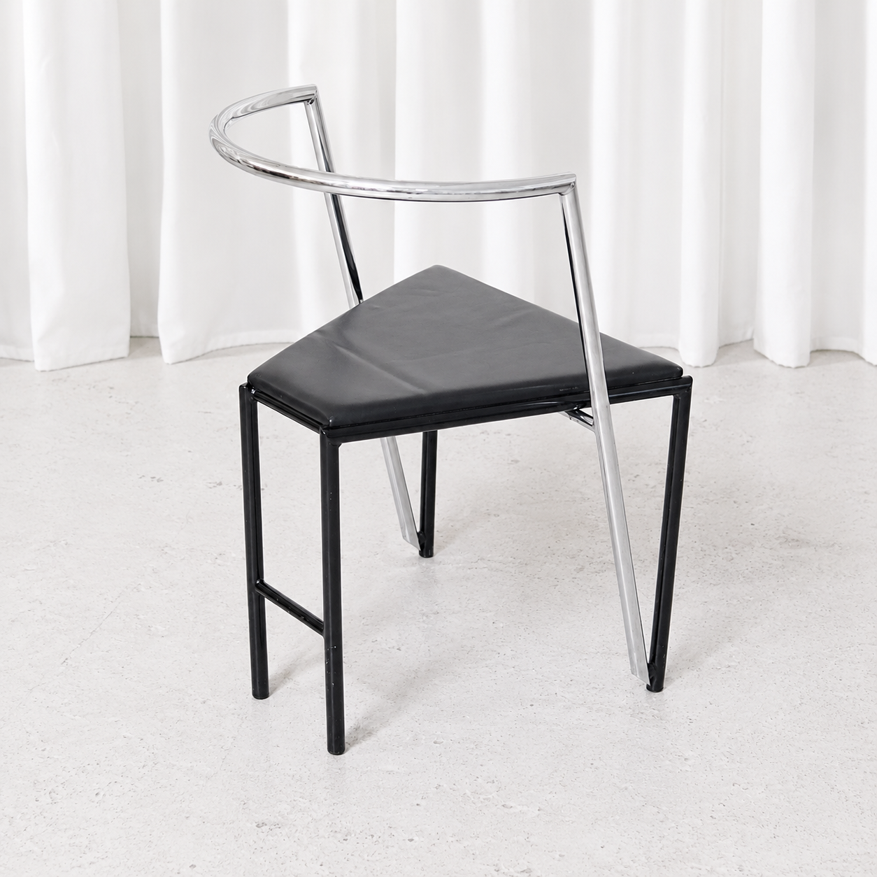 Vintage Chrome and Black Leather Dining Chairs