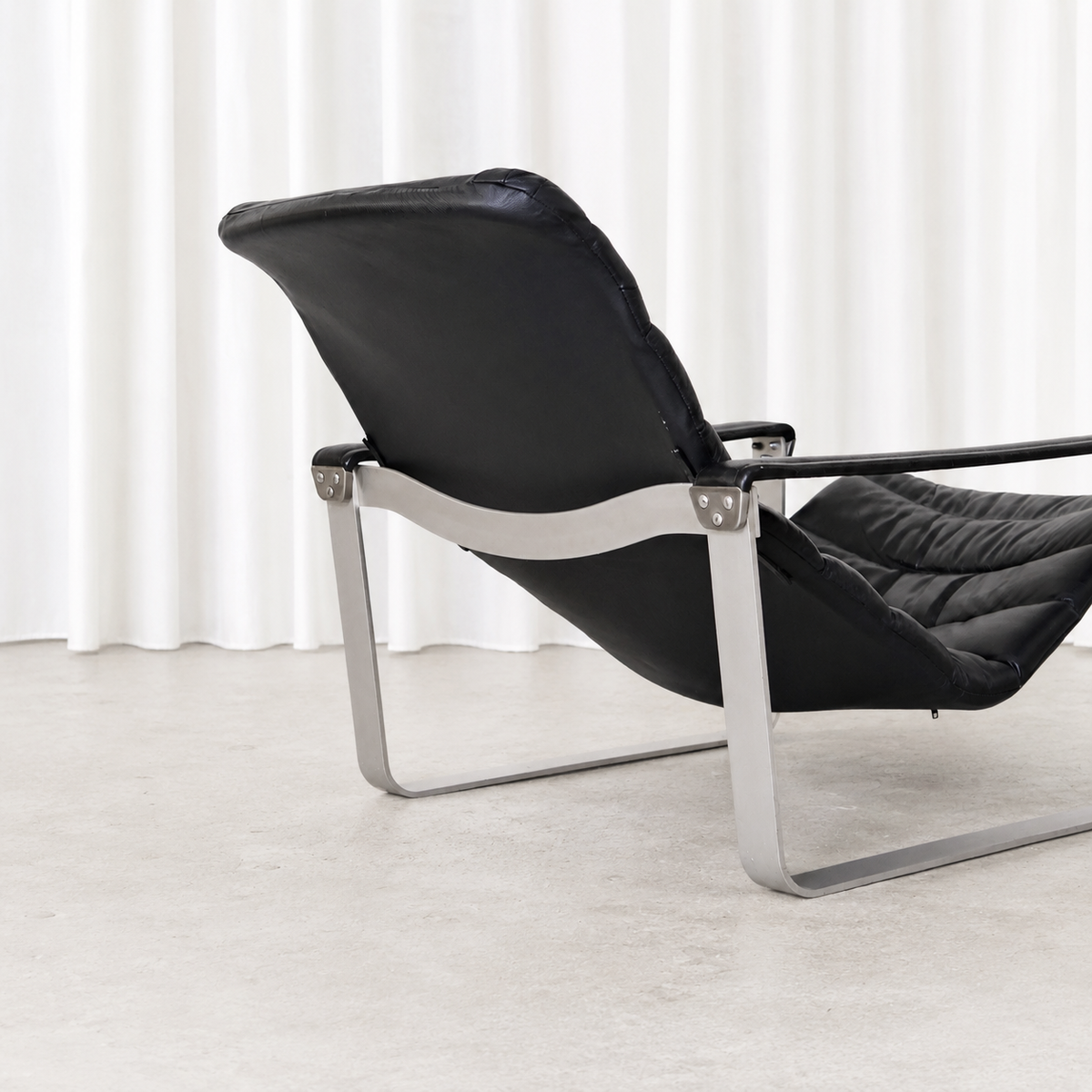 Ilmari Lappalainen Pulkka Armchair in Black Leather for Asko