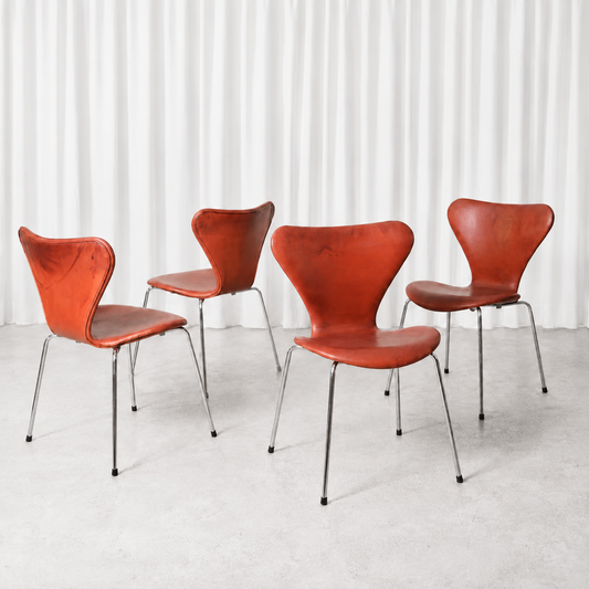 Fritz Hansen sarja 7 tuoli, konjakinruskea nahka
