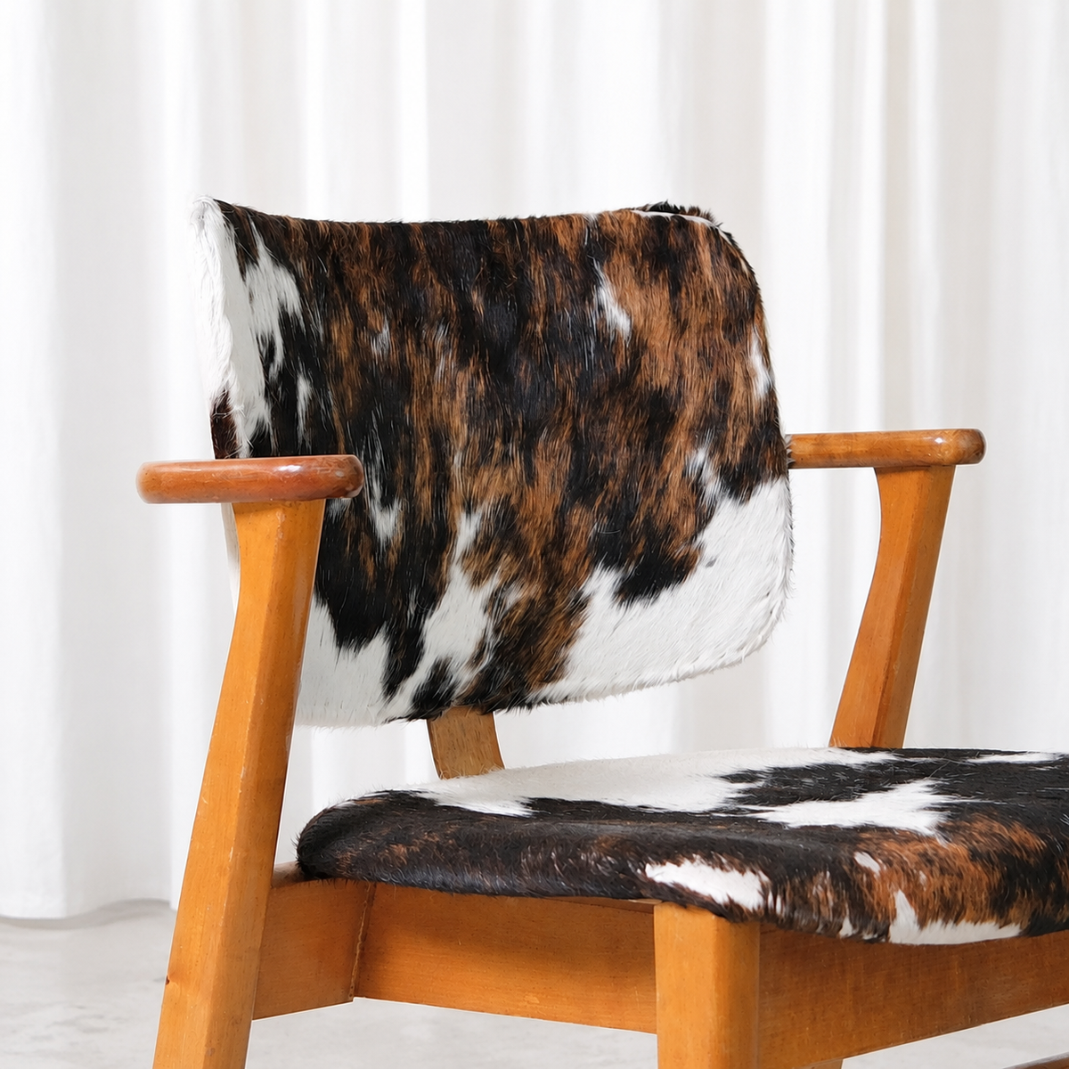 Ilmari Tapiovaara Domus Chairs with Cowhide Upholstery