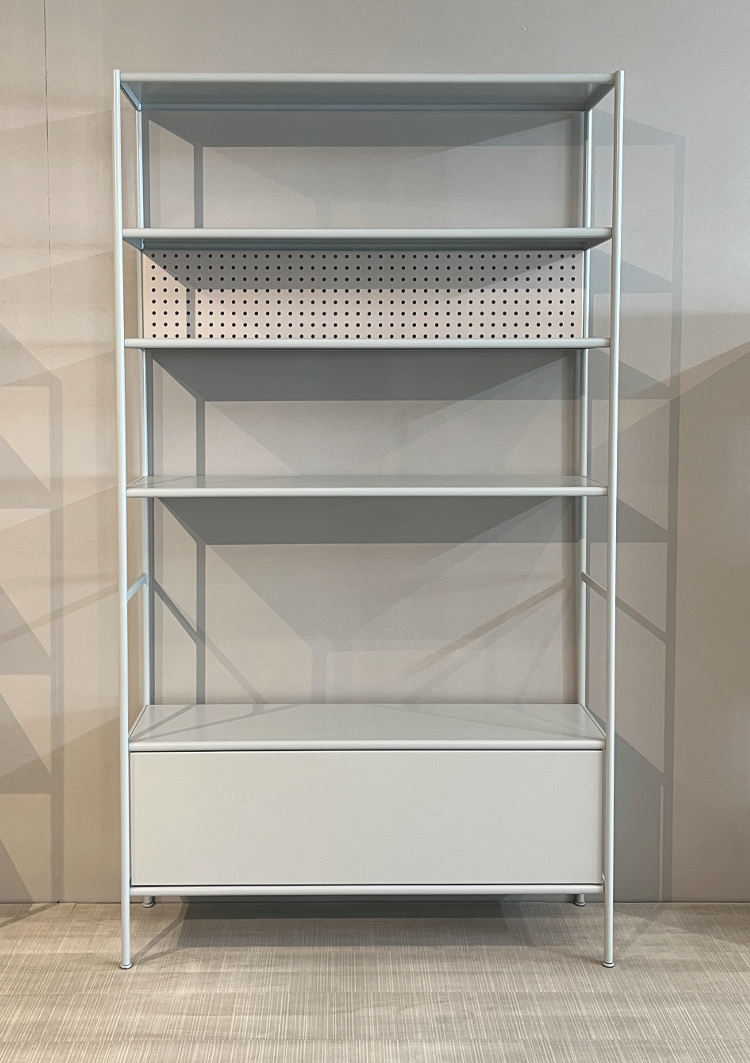 mueller-metall-moebel-MATCH-Regal aus Metall-Höhe 215 x Breite 120 x Tiefe 36 cm Eisgrau Puderrose