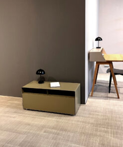 mueller-metall-moebel-Sideboard-R108-gelbgrau-auf Chromfüßen